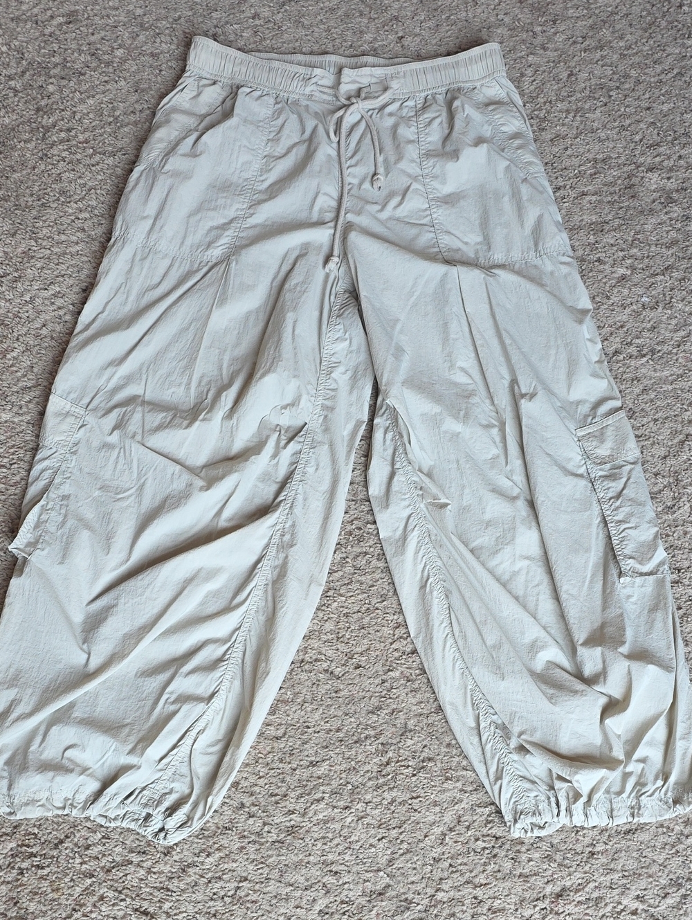 Free People Daily Practice Light Ivory Cargo Jogger Pants